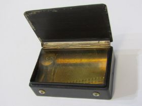 MINIATURE MUSICAL BOX, antique ebony cased pocket musical box, cylinder width 6.5cm