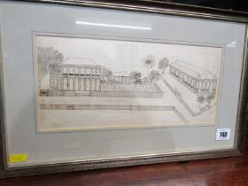 COLONIAL INTEREST, 19th century architectural drawing of colonial buildings, possibly India or