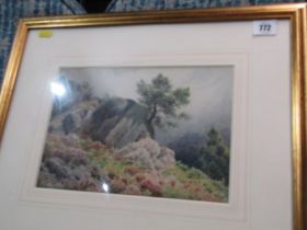 HERBERT GEORGE, signed watercolour "Highland Rocky Outcrop", 18cm x 26cm