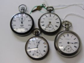 SILVER CASED POCKET WATCH, silver cased key wind pocket watch with engine turned decoration,