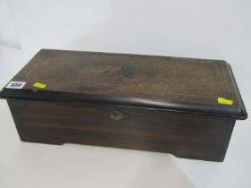 ANTIQUE MUSICAL BOX, rosewood floral marquetry cased musical box of 8 Airs, cylinder 15cm width