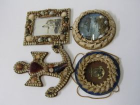 VICTORIAN SHELL ART, consisting of anchor, 2 circular shell displays and 1 other