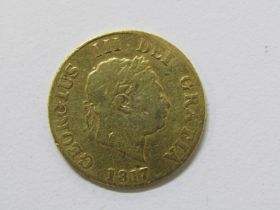 GEORGIAN HALF SOVEREIGN, George III 1817 gold half sovereign