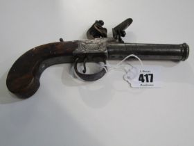 18th CENTURY MUFF PISTOL, flintlock muff pistol by Bond of London, circa 1780, 19cm length
