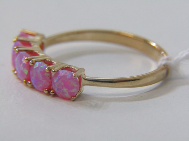 5 STONE OPAL RING, 9ct yellow gold 5 stone opal ring size P - Image 3 of 5