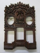 ORIENTAL CARVING, a 19th Century Chinese ornate carved and pierced multi reserved photo frame of