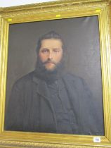 EDWARDIAN PORTRAIT, a gilt framed oil on canvas "Portrait of a Bearded Gentleman", 62cm x 53cm