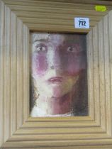 LISA STOKES, oil on board "Self-Portrait", 17cm x 12cm