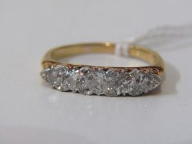 5 STONE DIAMOND RING, 18ct yellow gold ring set 5 graduated round brilliant cut diamonds of approx