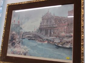 WILLIAM RUSSEL FLINT, signed colour print "Venetian Festival", 46cm x 63cm