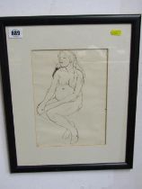 ROBERT LENKIEWICZ, ink drawing "Monca pregnant with Reuben", signed on reverse, 25cm x 18cm