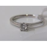 SOLITAIRE DIAMOND RING, 18ct white gold ring set with a square form solitaire diamond, approximately