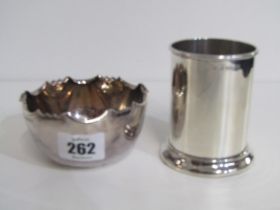 SILVER BOWL & BEAKER, Sheffield silver bowl, makers JD&S, together with a silver cylindrical beaker,