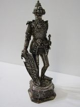 AN IMPRESSIVE SILVER MODEL OF ROYAL KNIGHT'S ARMOUR, 24cm height, 444 grams