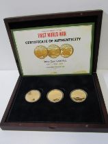 GOLD COIN SET, Centenary of WWI, 3 coin set, 3 x 22ct £5 gold coins, each weighing 39.94 grams in