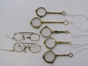 OPTICAL GLASSES, an interesting collection of 5 Edwardian folding spectacles together with 2 pairs