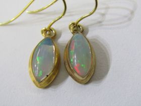 OPAL EARRINGS, pair of 9ct yellow gold and wire framed opal earrings