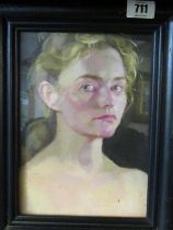 LISA STOKES, oil on board "Self-Portrait", 22cm x 15cm