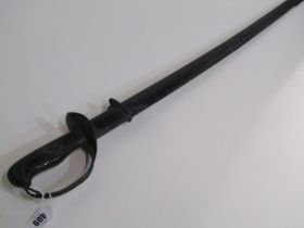 19th CENTURY SWORD, 19th Century steel bladed sword with shagreen handle, in metal scabbard, 93cm