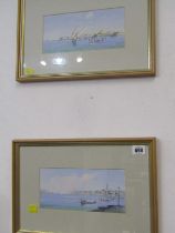 ESPOLSITO, pair of signed watercolours "View of Malta harbour", 11cm x 23cm