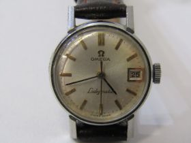 OMEGA LADYMATIC WRIST WATCH with date aperture on leather strap