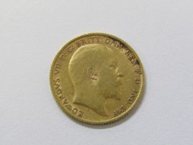 GOLD HALF SOVEREIGN, 1906 Edwardian gold half sovereign