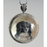 A SILVER DIAMOND SET ESSEX CRYSTAL DOG PENDANT.