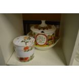 Porcelain stacking box and Scandinavian soup tureen.