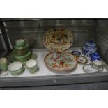 Decorative china to include a kutani plate (restored).