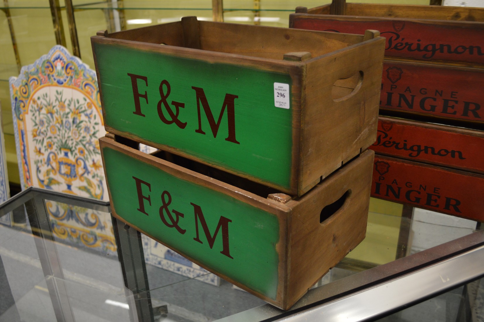 A pair of novelty wooden storage crates.