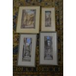 Two watercolours of Italian scenes and two of middle Eastern streets (4).