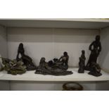 A group of John Letts bronze resin sculptures of female figures.