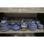 A quantity of blue and white china.