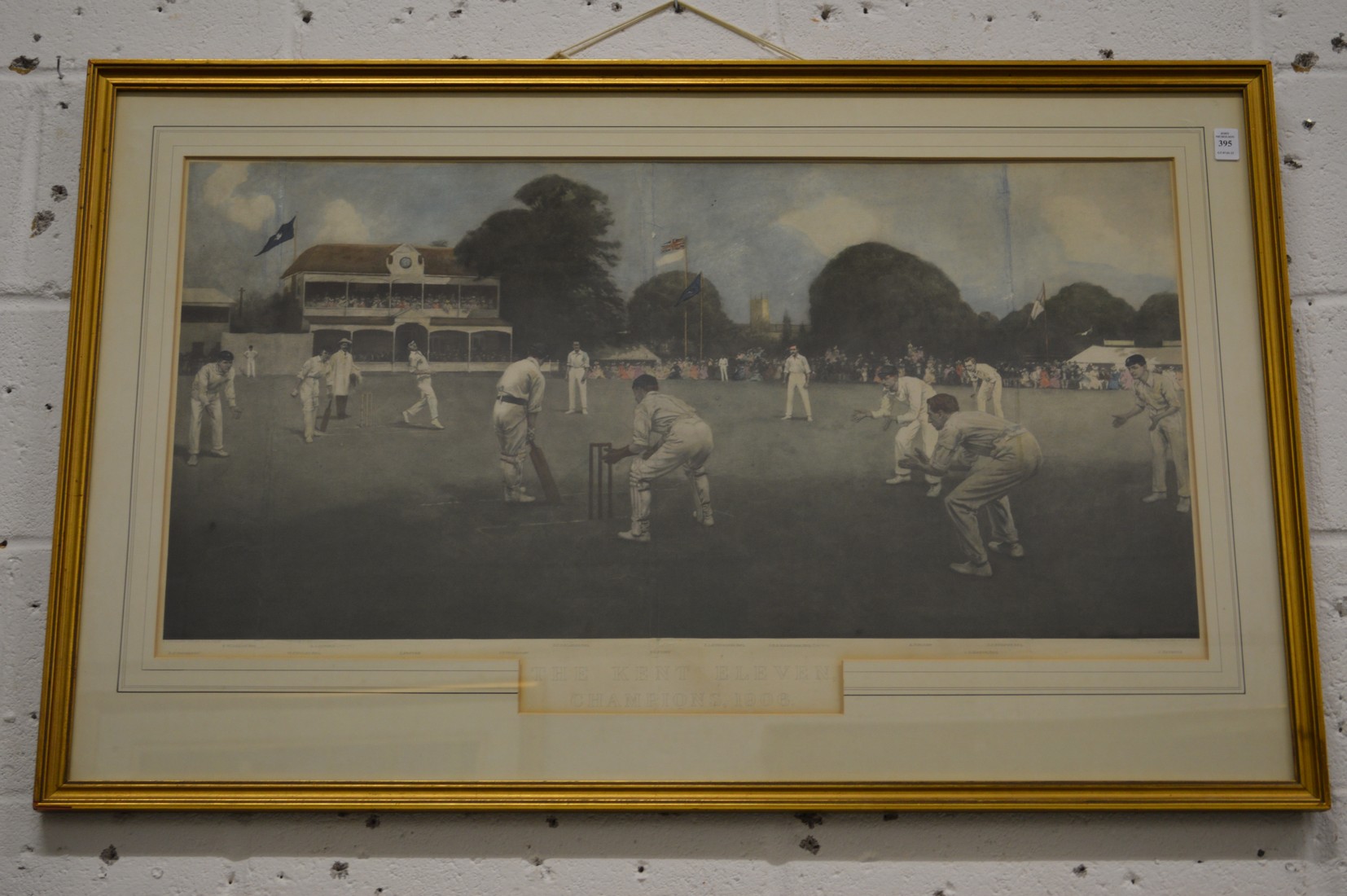 Cricketing interest, The Kent Eleven Champions 1906, colour engraving.