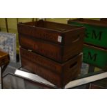 A pair of novelty wooden storage crates.