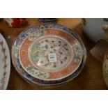 A pair of Japanese porcelain plates and four similar larger plates.