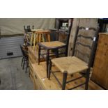 A large quantity of household furniture to include chairs, stools etc.