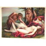 A SUPERB 18TH CENTURY IVORY MINIATURE OF THE SLEEPING APHRODITE. Image 1.75ins x 2.5ins in a leather