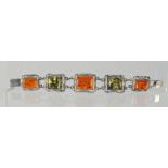 A SILVER AMBER STYLE BRACELET.