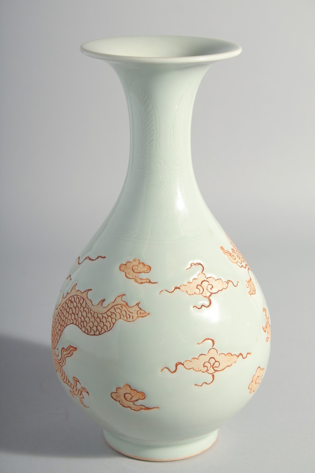 A CHINESE PART-GLAZE YUHUCHUN VASE, decorated with unglazed dragon. 27cm high. - Image 2 of 5