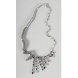 A GOOD SILVER SAPPHIRE, EMERALD AND RUBY SNAKE NECKLACE.