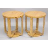 A PAIR OF ART DECO STYLE CIRCULAR OCCASIONAL TABLE. 1ft 11.5ins diameter x 2ft 1ins high.