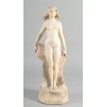 CESARE SCHEGGI (1833 - 1876). A FINELY CARVED TWO COLOUR MARBLE STANDING NUDE. Signed, 17.5ins