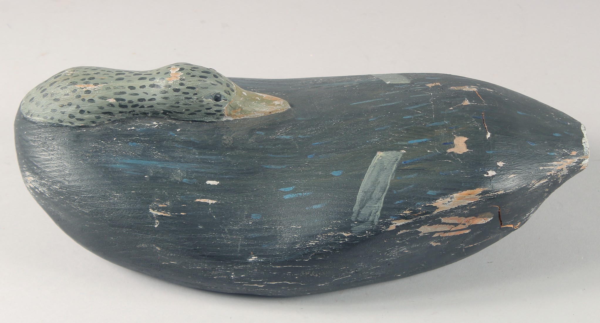 A HEAVY PAINTED DECOY DUCK. 13ins long. - Image 3 of 3
