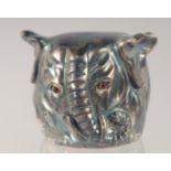A CAST RUSSIAN SILVER AND SILVER GILT VODKA CUP, modelled as an elephant. 9cm wide