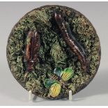 A SMALL SAMUEL MORRIS INSECT PLATE DISH. 4.5ins diameter.