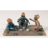 A VIENNA STYLE COLD PAINTED BRONZE GROUP, "The Dice Players". 20cm long