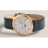 A SUPERB AUDEMARS PIQUET 18CT YELLOW GOLD DAY DATE MOONFACE WRISTWATCH. No. 18357 with a leather