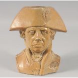 A DOULTON AND WATTS LAMBETH POTTERY NAPOLEON BUST VASE. 7ins high.