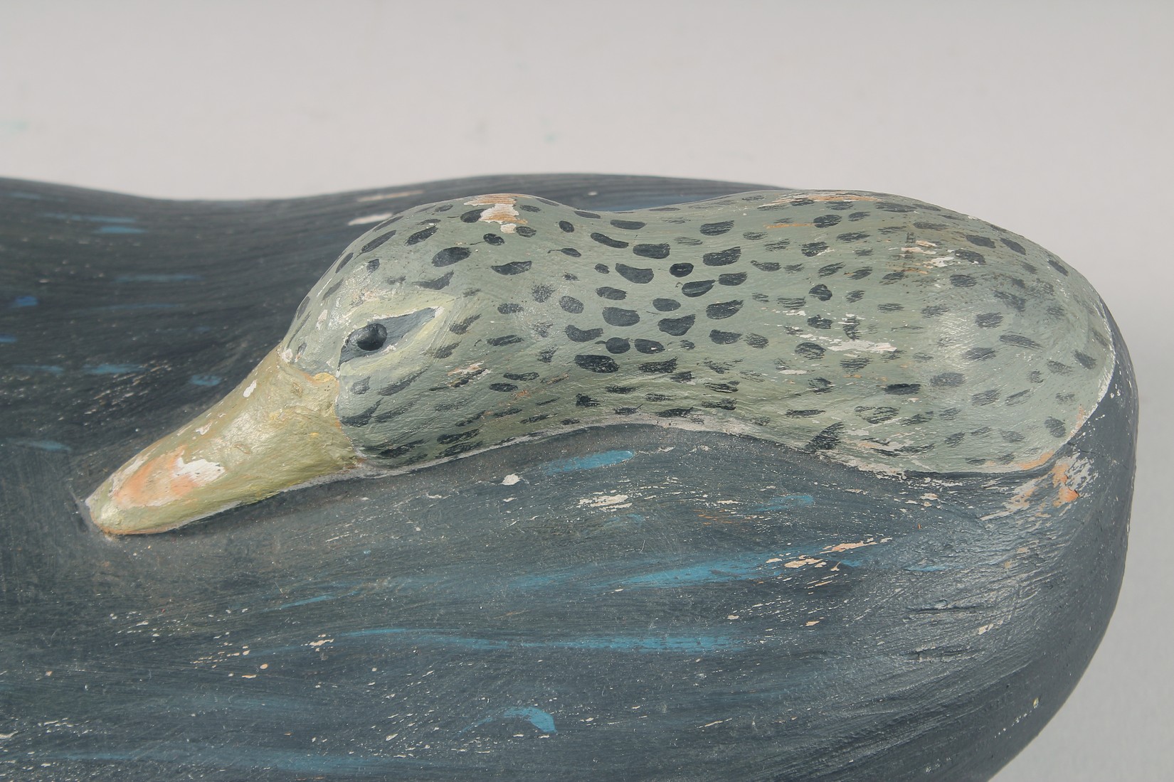 A HEAVY PAINTED DECOY DUCK. 13ins long. - Image 2 of 3